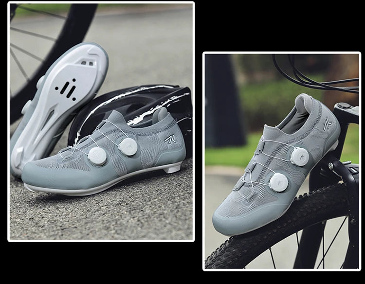 Scarpe da ciclismo su strada unisex, HsYixin traspiranti SPD autobloccanti antiscivolo, scarpe da corsa per bici da strada, MTB flat e sneakers da bicicletta