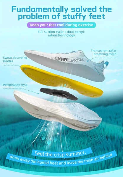 O-Resilio Running Shoes Men Cushion Stability Outdoor Sports Casual Mesh  Lace-up Lightweight Gym Jogging Sneakers