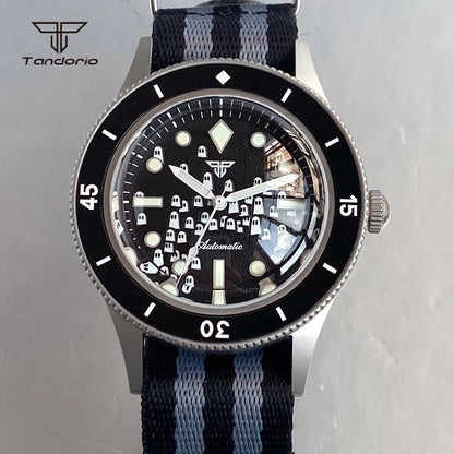 Tandorio Domed Sapphire 40mm Mechanical 50-Fathoms Style Diver Fashion Automatic Men Watch Miyota8215/PT5000 Luminous Ghost Dial
