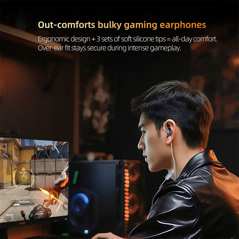 KZ Gale Gaming-IEM-Ohrhörer – HiFi-In-Ear-Monitor mit superlinearem Treiber und abnehmbarem, versilbertem 2-Pin-Kabel
