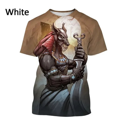 T-Shirts mit dem Sensenmann Anubis – 3D-gedrucktes T-Shirt mit altägyptischem Gott – Auge Ägyptens – Pharao – Harajuku-Mode – Kurzarm-T-Shirt