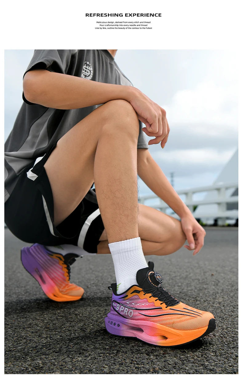 Unisex Performance Carbon Plate Running Shoes Wide Fit Non-Slip Breathable Racing Sports Sneakers for Men Women Workout Marathon