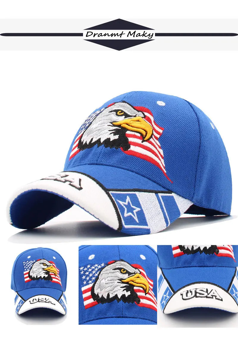 New Men's Animal Baseball Cap Patriotic Bald Eagle and American Flag Snapback Caps For Women USA 3D Embroidery Farm Trucker Hats