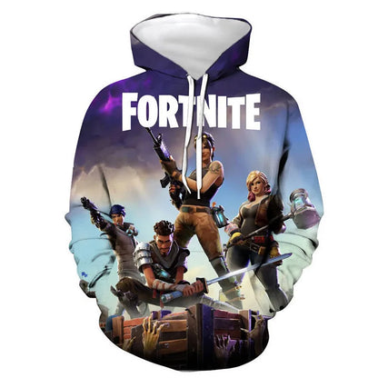 Fortnite 2024 Kinder-Sweatshirt mit digitalem 3D-Druck, Hoodie als Pullover-Jacke für Herren und Damen, langärmelig, Kindergeschenk