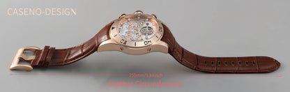 CASENO Brand Bubble Perpetual Calendar Fully Automatic Tourbillon Large Dial Mechanical Watch Belt Watch -58284G