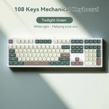 Teclado Gaming Mecânico com Fio de 108 Teclas e Retroiluminação RGB | Chip Gaming | Baixa Latência | Anti-Ghosting | para Jogadores de PC Win/Mac