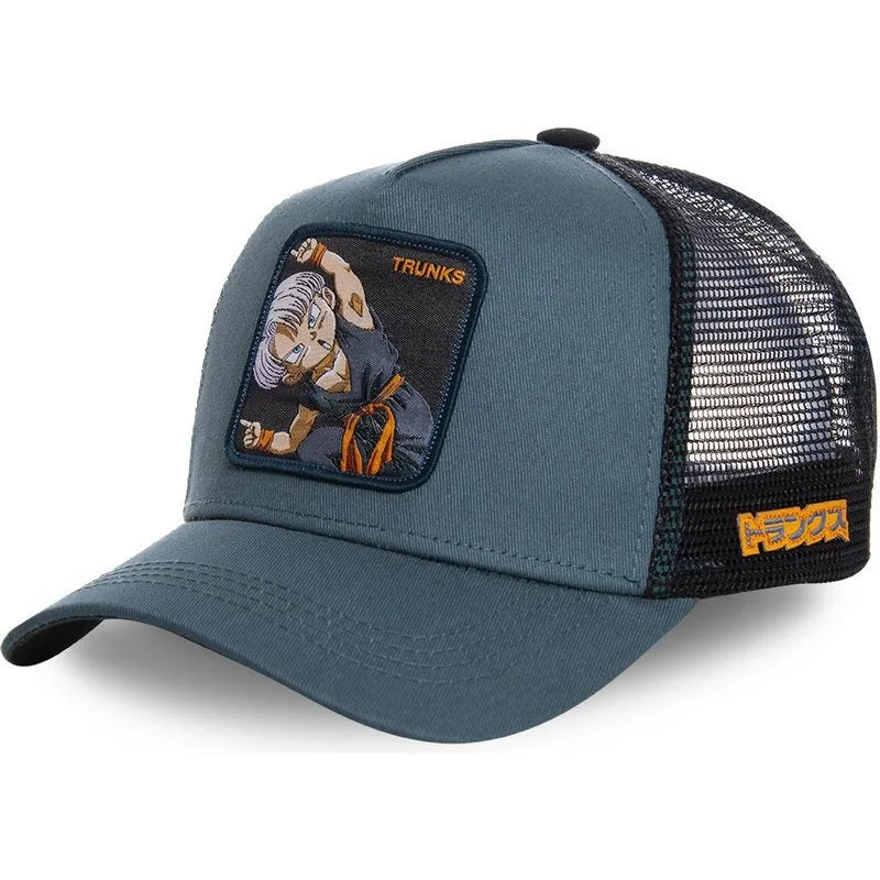 Cappellino Dragon Ball Son Goku da viaggio estivo con visiera, da uomo, ricamato, stile hip-hop, visiera parasole, cappellino trucker regolabile in rete