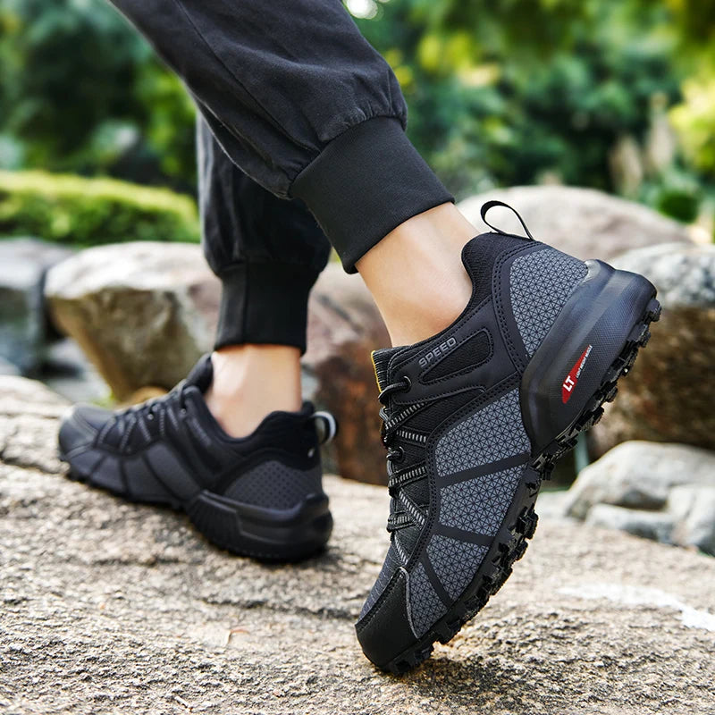Zapatillas de senderismo para hombre, calzado deportivo todoterreno para exteriores, malla transpirable, antideslizantes y resistentes al desgaste, zapatillas de senderismo y ciclismo outdoor