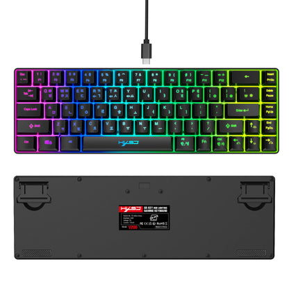 68 Keys Gaming Keyboard USB Wired Portable 20 RGB Backlight Korean Keyboard for Windows Laptops Computer