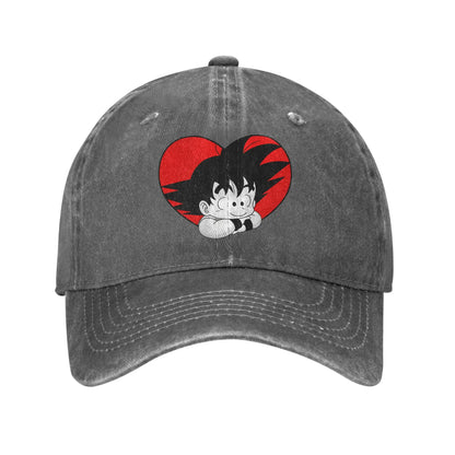 Dragon Ball DBZ Goku Baseball Caps Distressed Cotton Red Heart Headwear Unisex Style Outdoor All Seasons Travel Gift Hats Cap