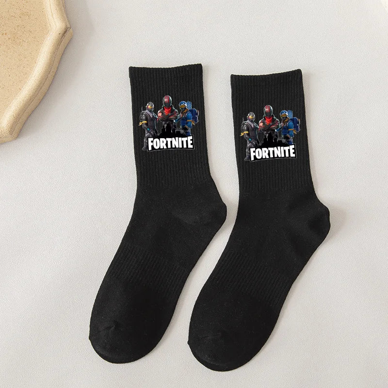 Fortnite-Socken mit Cartoon-Spielcharakter, lange Socken für Kinder und Schüler, einfarbige Baumwollsocken für Frühling und Herbst, Geburtstagsgeschenk