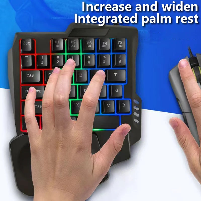 1pc RGB Gaming Keyboard Single Hand Mini USB Ultra-slim Wired 35-Keys One-Handed Backlight Keyboard For Computer PC Laptop