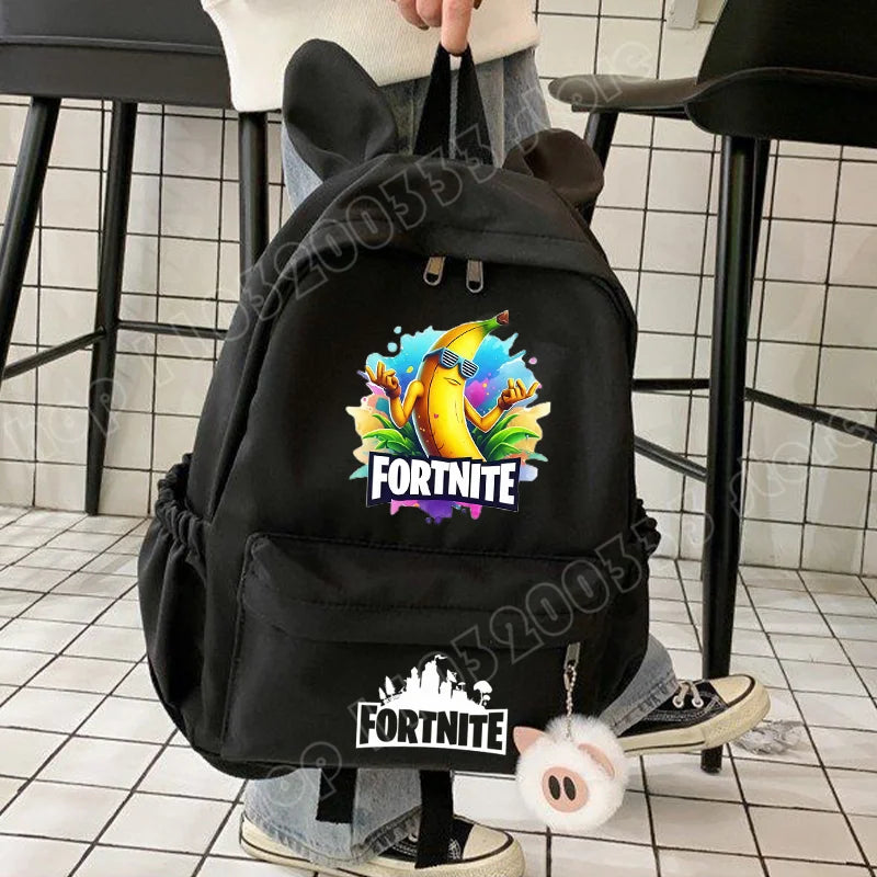 Nova Mochila Fortnite Cartoon para Rapaz e Rapariga, Mochila Escolar Casual de Grande Capacidade para Estudante, Mochila de Viagem com Orelhas de Coelho, Presente de Papelaria