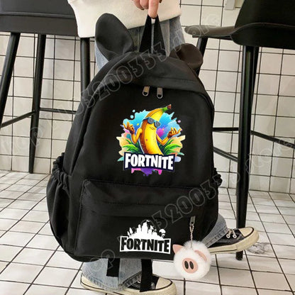 Nova Mochila Fortnite Cartoon para Rapaz e Rapariga, Mochila Escolar Casual de Grande Capacidade para Estudante, Mochila de Viagem com Orelhas de Coelho, Presente de Papelaria