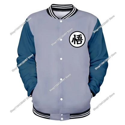 Neue japanische Anime Dragon Ball Z College-Jacke für den Herbst, lässiger Sweatshirt-Hoodie-Mantel, Marken-Baseballjacke