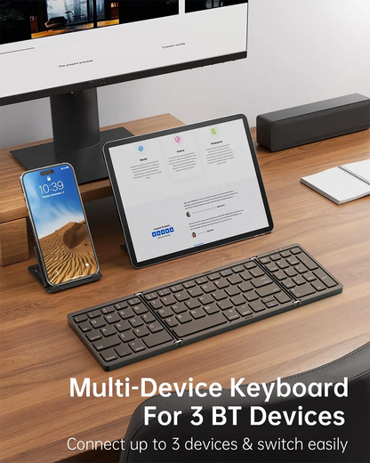 Teclado Bluetooth sem fios dobrável e recarregável para iPad, telemóvel, tablet, notebook e escritório — mini teclado sem fios