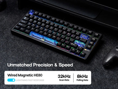Teclado mecânico magnético EPOMAKER HE80 75% layout US QWERTY Hot-Swap Creamy Gasket com fio Hall Effect DKS SOCD para PC/Mac