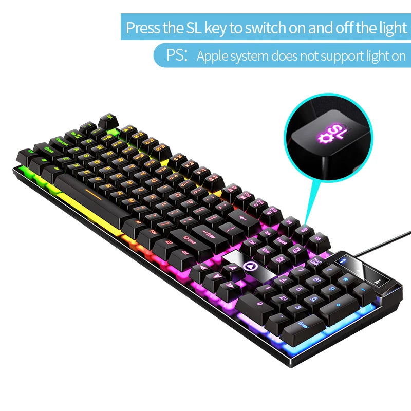 Wired USB Gaming Keyboard with Backlight, 104 Key Gamer Keyboard for Computer/Laptop/PC, Ergonomic Design, Office Gaming Accessory