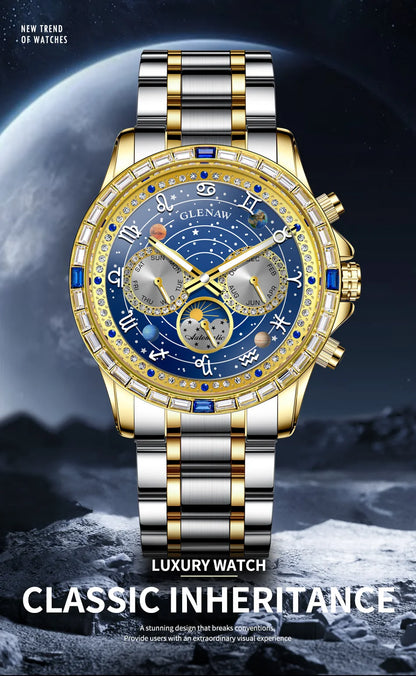 Glenaw high-end business fully automatic mechanical multifunctional men's watch fashionable waterproof luminous watch