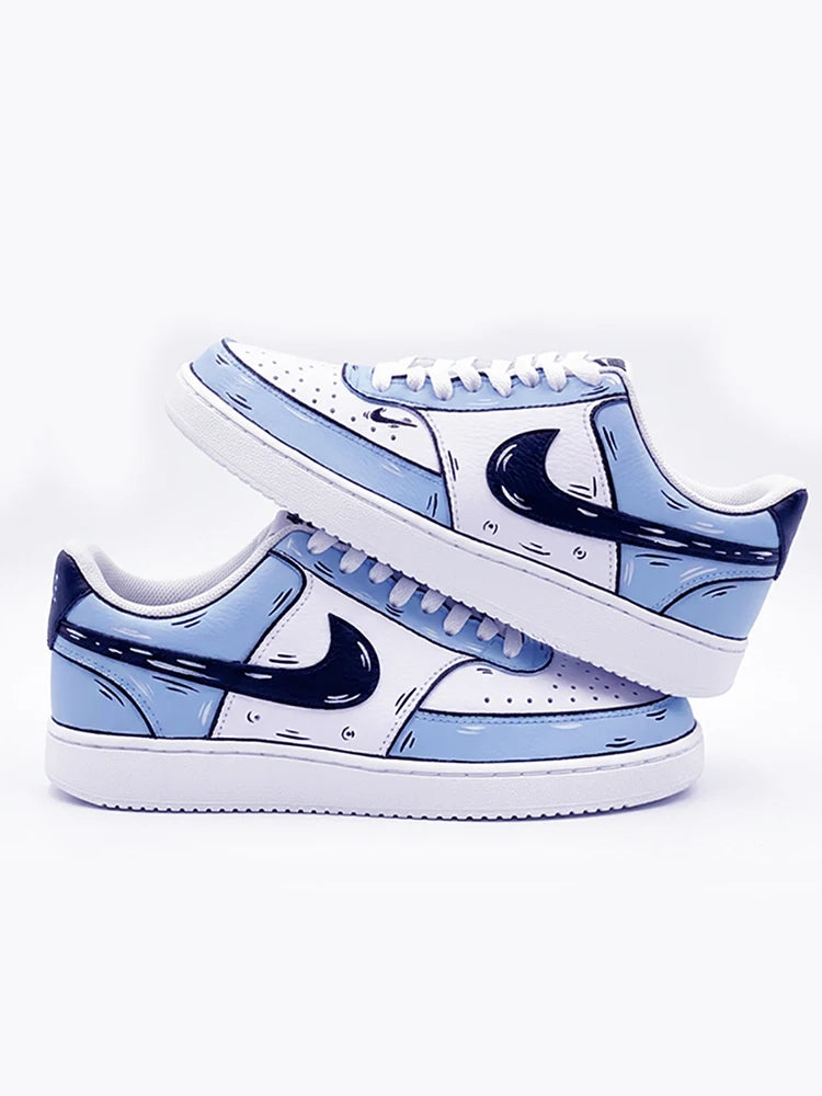 Custom Sneakers Nike Court Vision Messy Line Design Wild Romantic Dream Comic Pattern Couple Matching Shoes Unisex Retro Shoes