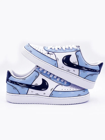 Custom Sneakers Nike Court Vision Messy Line Design Wild Romantic Dream Comic Pattern Couple Matching Shoes Unisex Retro Shoes