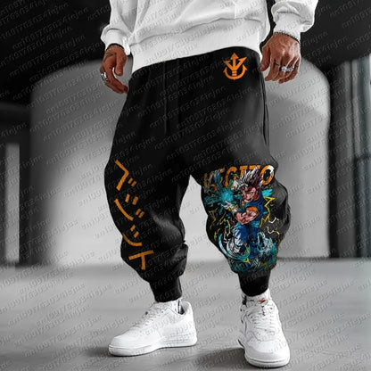 Calças de fato de treino Dragon Ball para homem, tendência outono/inverno, estampado anime retro, corte folgado casual para treino, estilo Harajuku, tamanhos grandes, calças hip hop