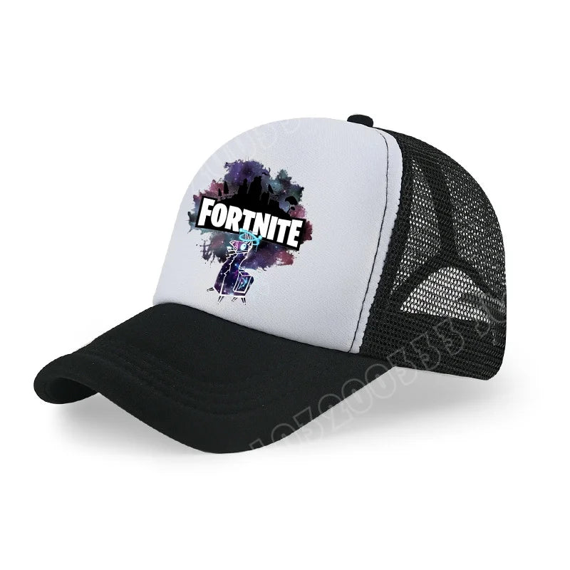 Dětská letní kšiltovka Fortnite s potiskem ve stylu kreslené hry, prodyšná síťovina, nastavitelná čepice s kšiltem, dárek k narozeninám pro děti