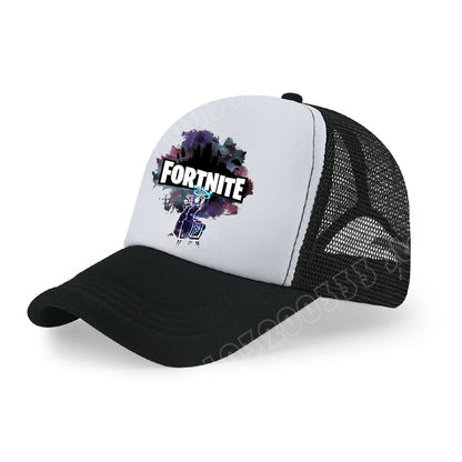 Dětská letní kšiltovka Fortnite s potiskem ve stylu kreslené hry, prodyšná síťovina, nastavitelná čepice s kšiltem, dárek k narozeninám pro děti