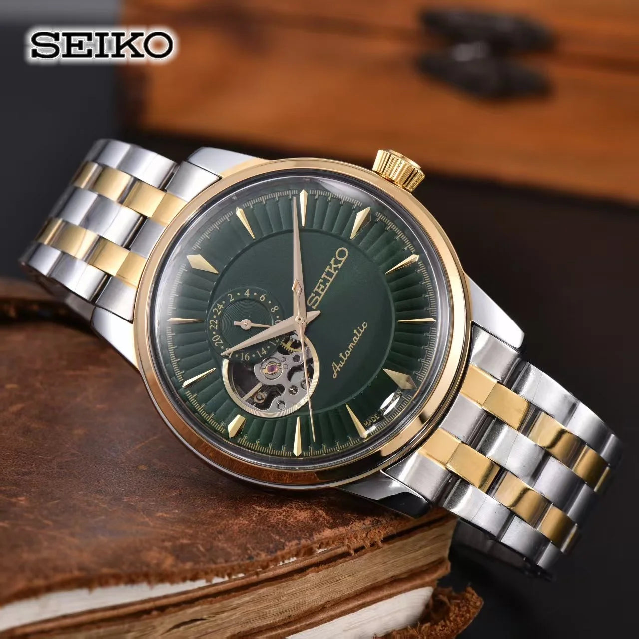 Seiko's new men's and women's business mechanical wristwatch, casual classic stainless steel strap, fashionable couple's watch