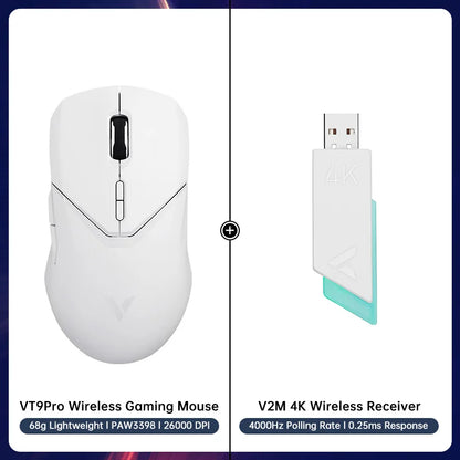 Rapoo VT9PRO PAW3398 Wireless Gaming Mouse 68g Wired Programmable Ergonomic Mice 26000DPI Type C Rechargeable PC Gamer Accessory