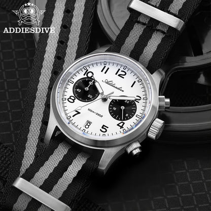 ADDIESDIVE 2025 Neue Panda Eye Herrenuhr, luxuriöse Retro-VK64-Quarzuhr für Herren, Sport-Chronograph, 100M wasserdicht, leuchtend