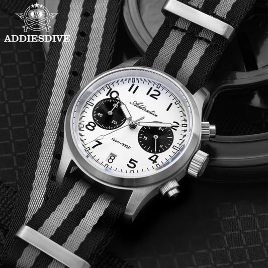 Orologio da uomo ADDIESDIVE 2025 New Panda Eye, retrò di lusso, quarzo VK64, cronografo sportivo, impermeabile 100M, luminoso