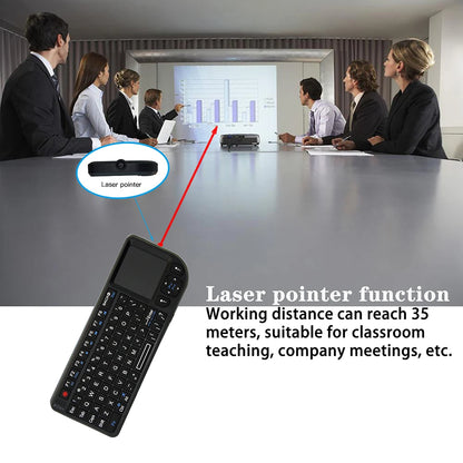 Teclado sem Fios A8 Mini 2.4G com Retroiluminação em 7 Cores, 3 em 1, Teclado Portátil com Touchpad e Air Mouse para Android TV Box, PC e Tablet