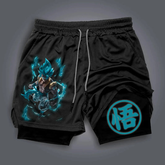Short doble con estampado de periféricos de Dragon Ball, Majin Buu y GOKU, estilo deportivo americano, cómodo para verano, para hombre, holgado y transpirable
