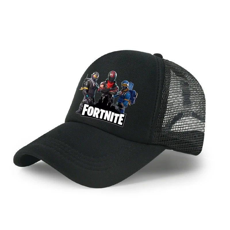 Dětská letní kšiltovka Fortnite s potiskem ve stylu kreslené hry, prodyšná síťovina, nastavitelná čepice s kšiltem, dárek k narozeninám pro děti