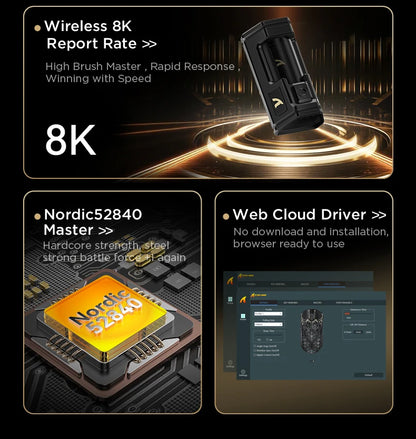 ATTACK SHARK R5 Ultra Carbon Fiber Wireless Gaming Mouse, PixArt PAW3950MAX Gaming Sensor, 42000DPI, 8000Hz, MCU Nordic 52840