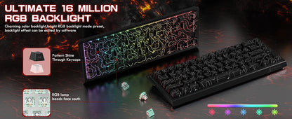 ATTACK SHARK X68PRO HE 60% Wireless Rapid Trigger Gaming Keyboard, Adjustable Actuation, 8K, Hall Effect Magnetic Switch, Tri-mode
