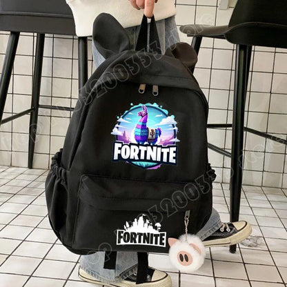 Nova Mochila Fortnite Cartoon para Rapaz e Rapariga, Mochila Escolar Casual de Grande Capacidade para Estudante, Mochila de Viagem com Orelhas de Coelho, Presente de Papelaria