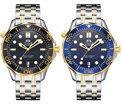 Automatic Mens Watch Mechanical Self Wind Movement Stainless Steel Casual Yellow Gold Silver Blue Master Wave Fashion Watches