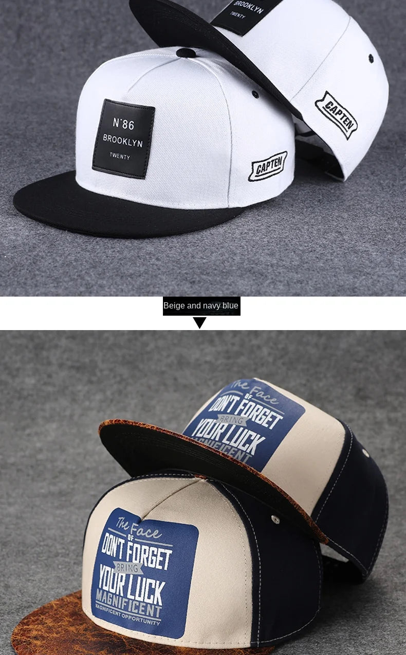Baseballcap mit flachem Schirm, Buchstabenstickerei für Herren, vielseitig kombinierbar, Damen-Sommer-Hip-Hop-Hut, Outdoor-Sonnenschutz, verstellbare Schirmmütze