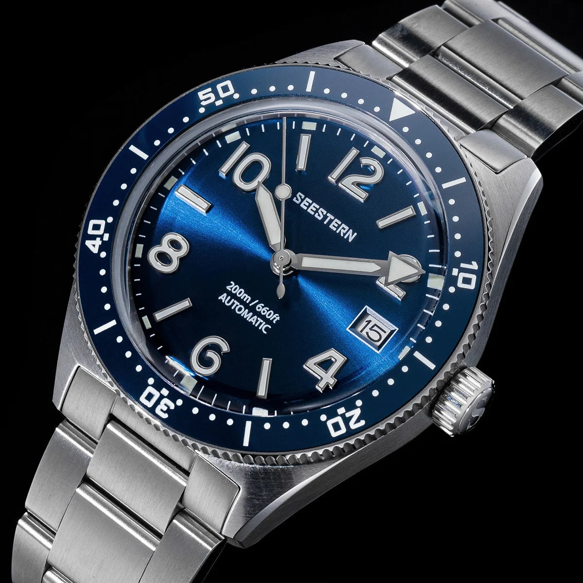 SEESTERN Diver Men Watch Automatic Mechanical Wristwatches NH35 Movement Ceramic Bezel 20Bar Waterproof Sapphire Luminou S434-2