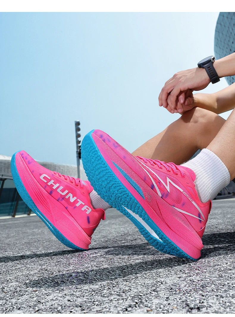 Laufschuhe für Herren, Carbonplatte, spezialisiert für Marathon und Sport, atmungsaktiv, leicht, komfortable rutschfeste Chunta-Sneaker für Damen