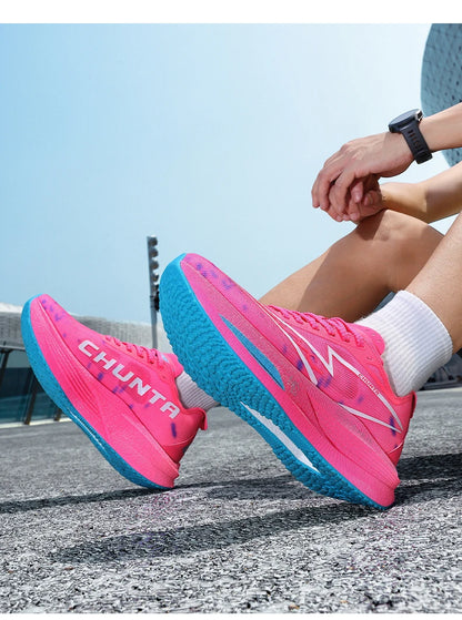 Laufschuhe für Herren, Carbonplatte, spezialisiert für Marathon und Sport, atmungsaktiv, leicht, komfortable rutschfeste Chunta-Sneaker für Damen