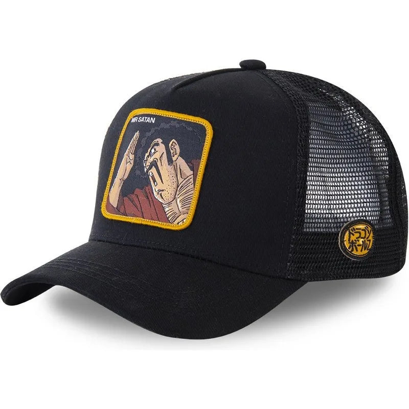 Cappellino Dragon Ball Son Goku da viaggio estivo con visiera, da uomo, ricamato, stile hip-hop, visiera parasole, cappellino trucker regolabile in rete