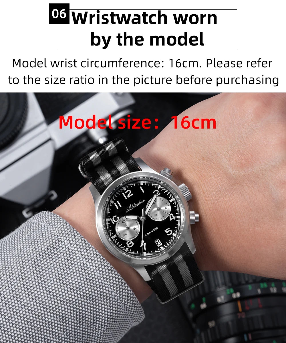 ADDIESDIVE 2025 Neue Panda Eye Herrenuhr, luxuriöse Retro-VK64-Quarzuhr für Herren, Sport-Chronograph, 100M wasserdicht, leuchtend