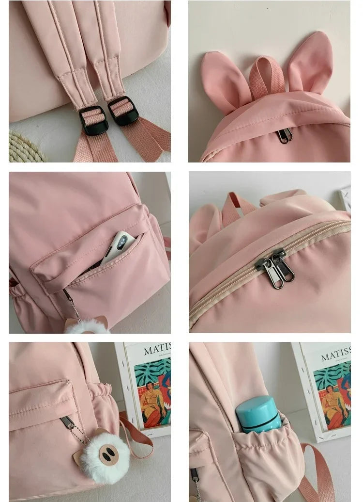 Nova Mochila Fortnite Cartoon para Rapaz e Rapariga, Mochila Escolar Casual de Grande Capacidade para Estudante, Mochila de Viagem com Orelhas de Coelho, Presente de Papelaria