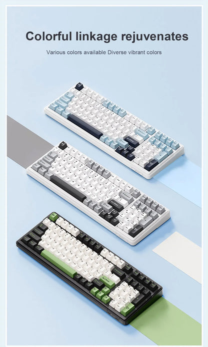 Teclado mecânico AULA F99 Bluetooth 5.0/2.4G sem fios/com fios, teclado gaming com montagem gasket, 99 teclas, personalizável