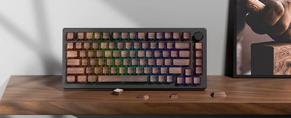 Teclas PBT translúcidas Cherry com gravação lateral e padrão de madeira, 126 teclas, personalizadas para teclado mecânico 60/84/98/108