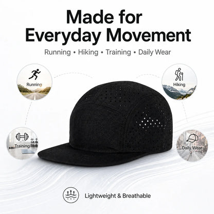 Quick-Dry 5 Panel Running Cap Laser Cut Perforated Breathable Sport Hat Ultra-Lightweight Soft Top Baseball Cap for Men Women