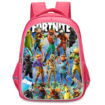 Mochila Fortnite Cartoon de 16 polegadas, unissexo, para rapazes e raparigas, com fechos duplos, grande capacidade e leve, para estudantes